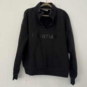 Fear Of god Essentials Half Zip Black Sweatshirt Size Large